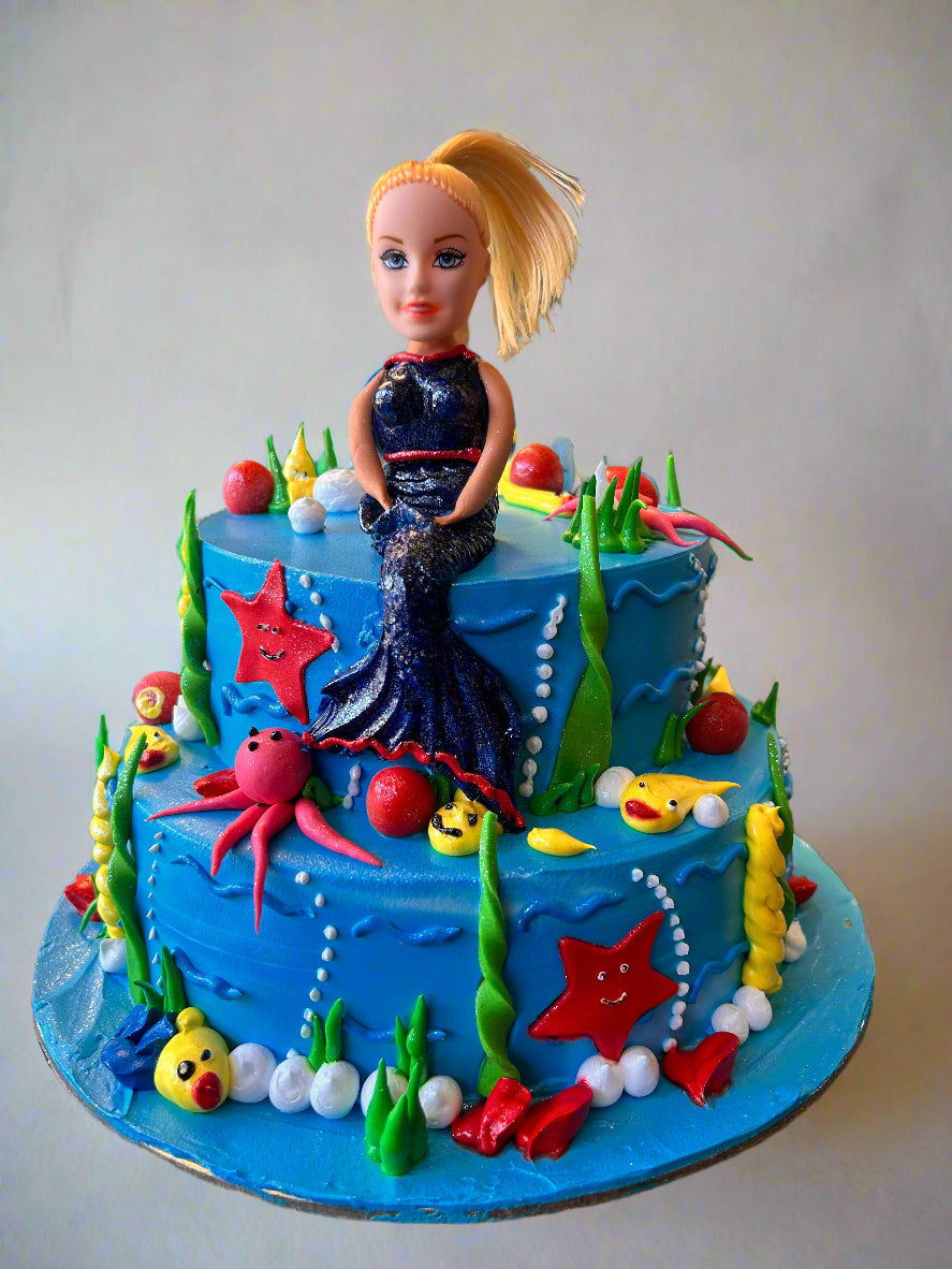 100% eggless Enchanted Mermaid Ocean Cake | Doon Memories