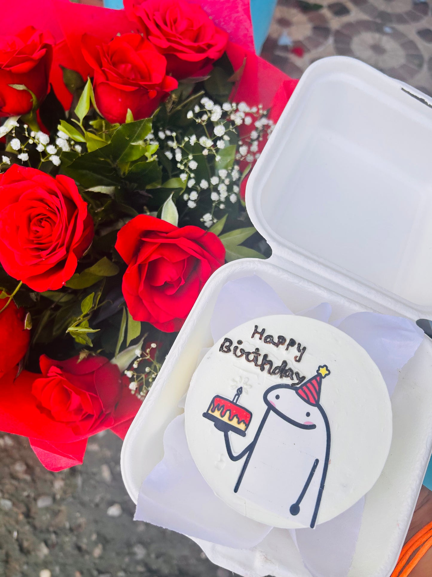 ๐ Cute Doodle Birthday Bento Cake ๐