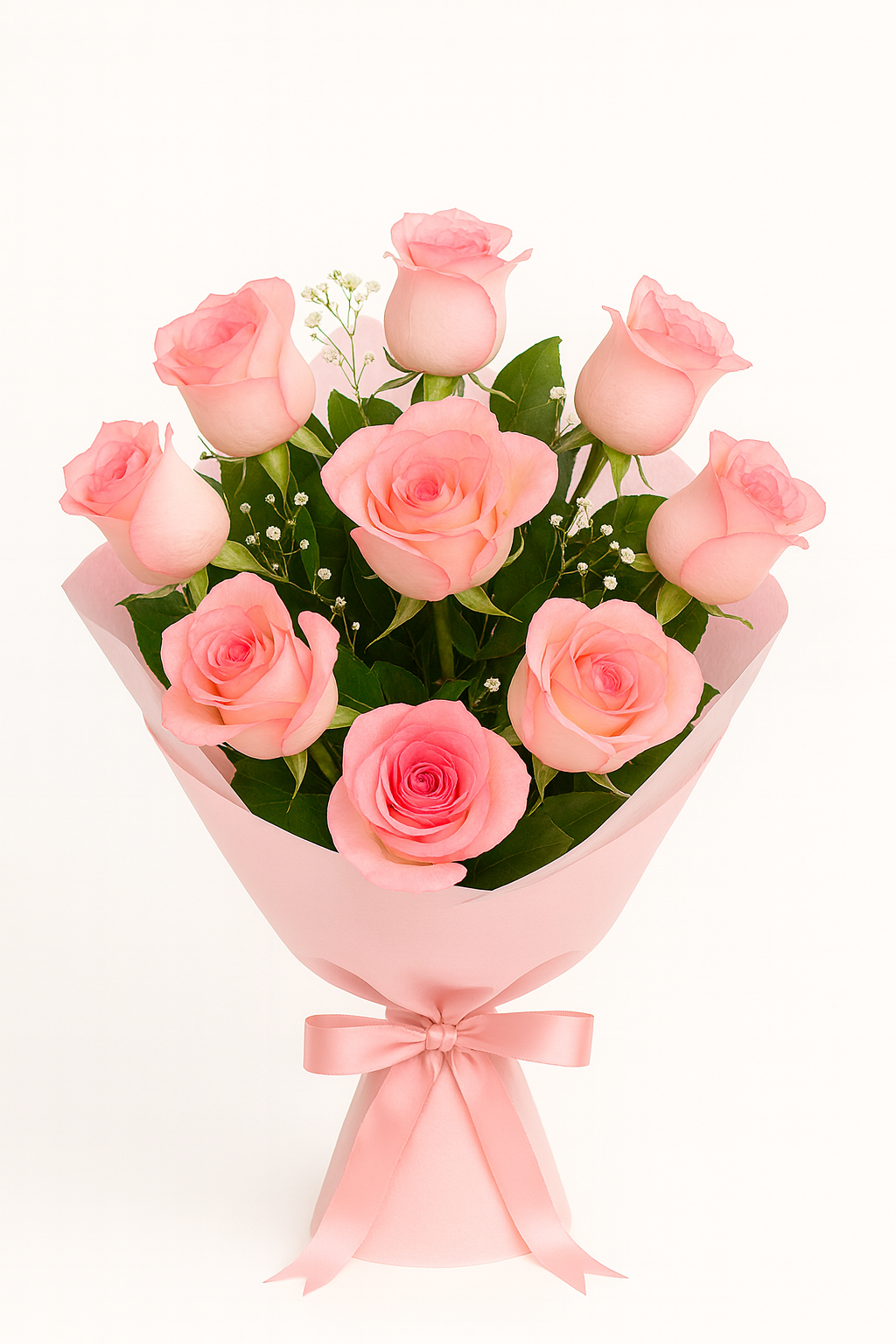 8 pink roses bouquet