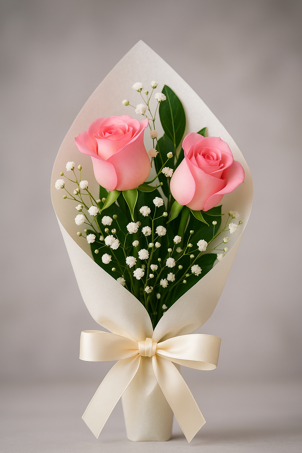 2 pink roses bouquet