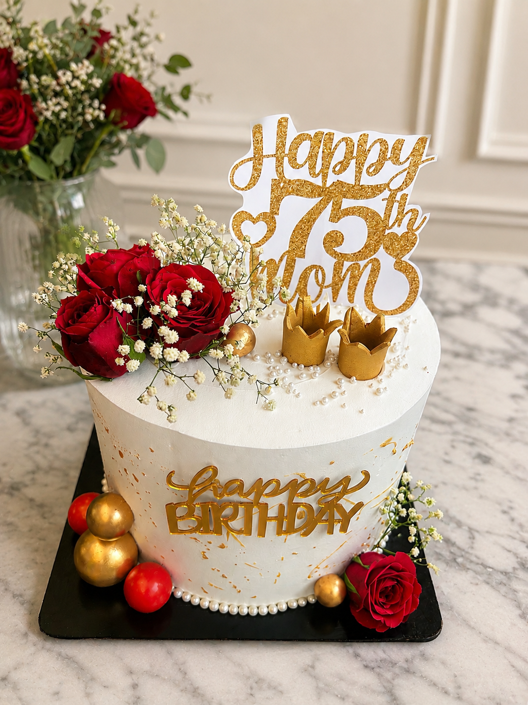 Classic White Floral Designer Cake