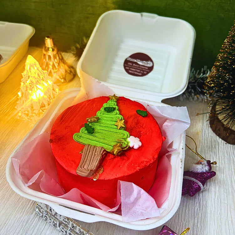 X-Mass Tree Red Velvet Bento Cake| Doon Memories
