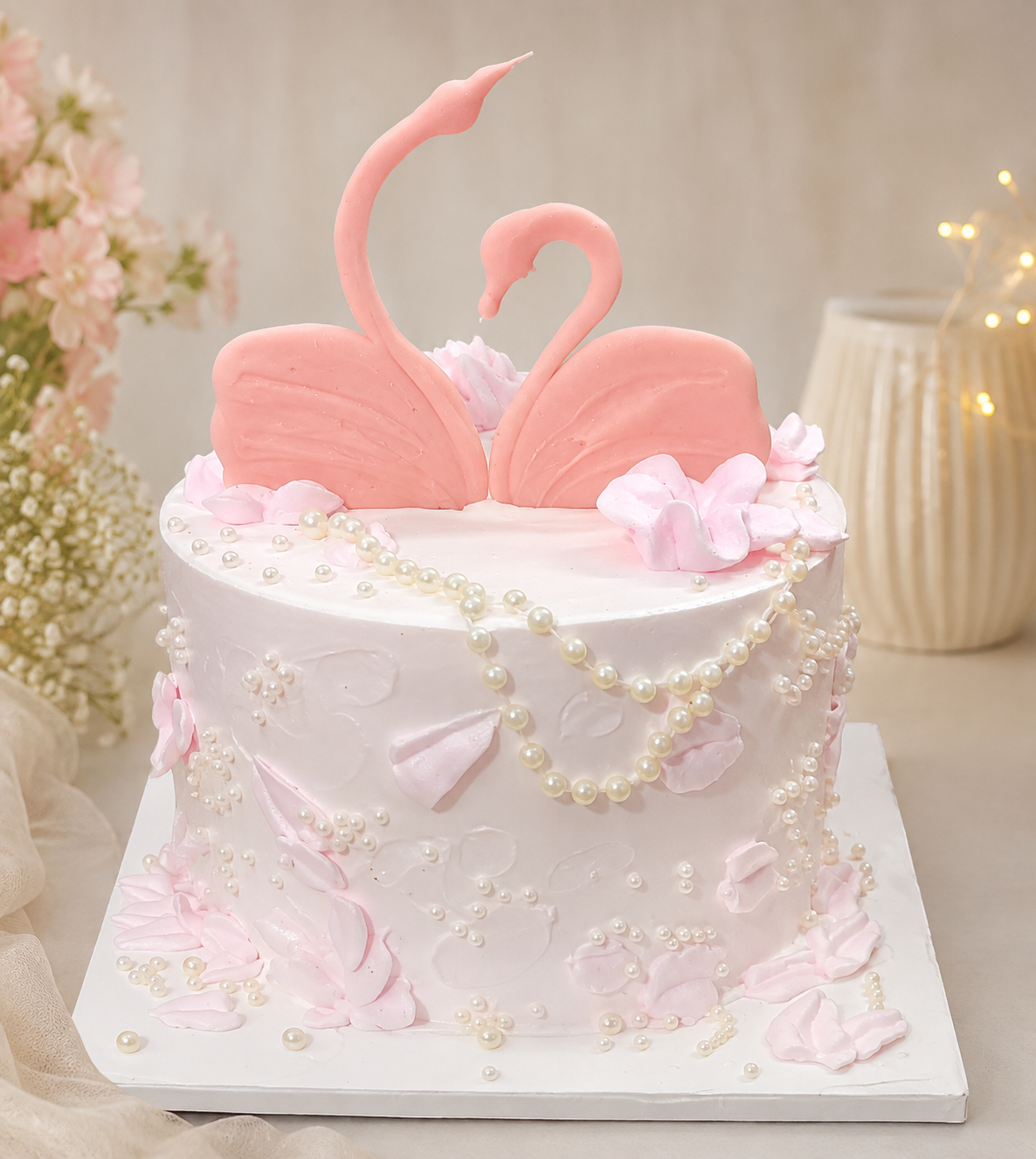 Pink Swan Elegance Cake