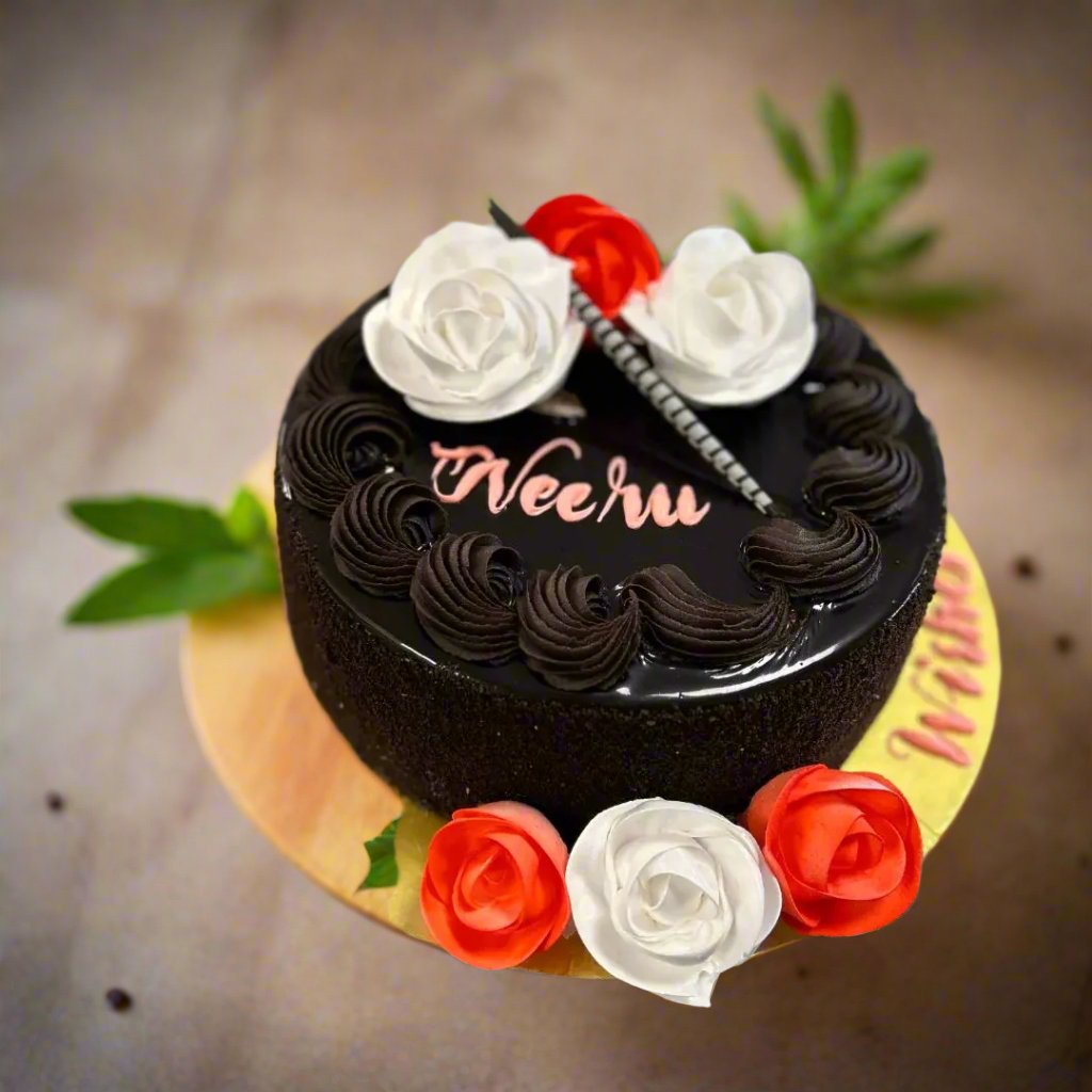 Chocolate Flower Cream Cake | Doon Memories
