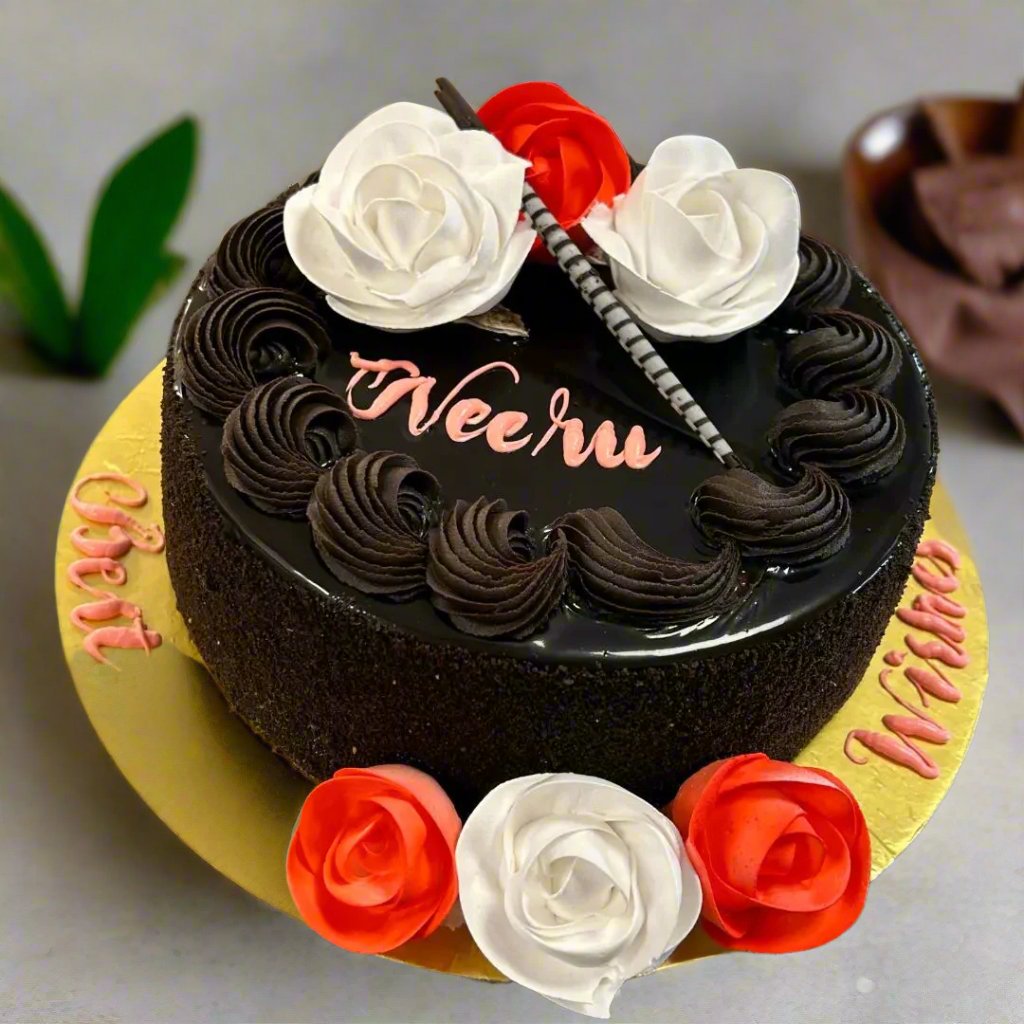 Chocolate Flower Cream Cake | Doon Memories