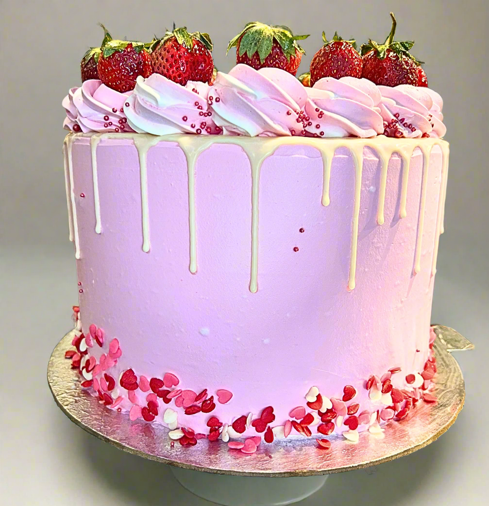Strawberry Cream Vanilla Pink Elegant Cake | Doon Memories
