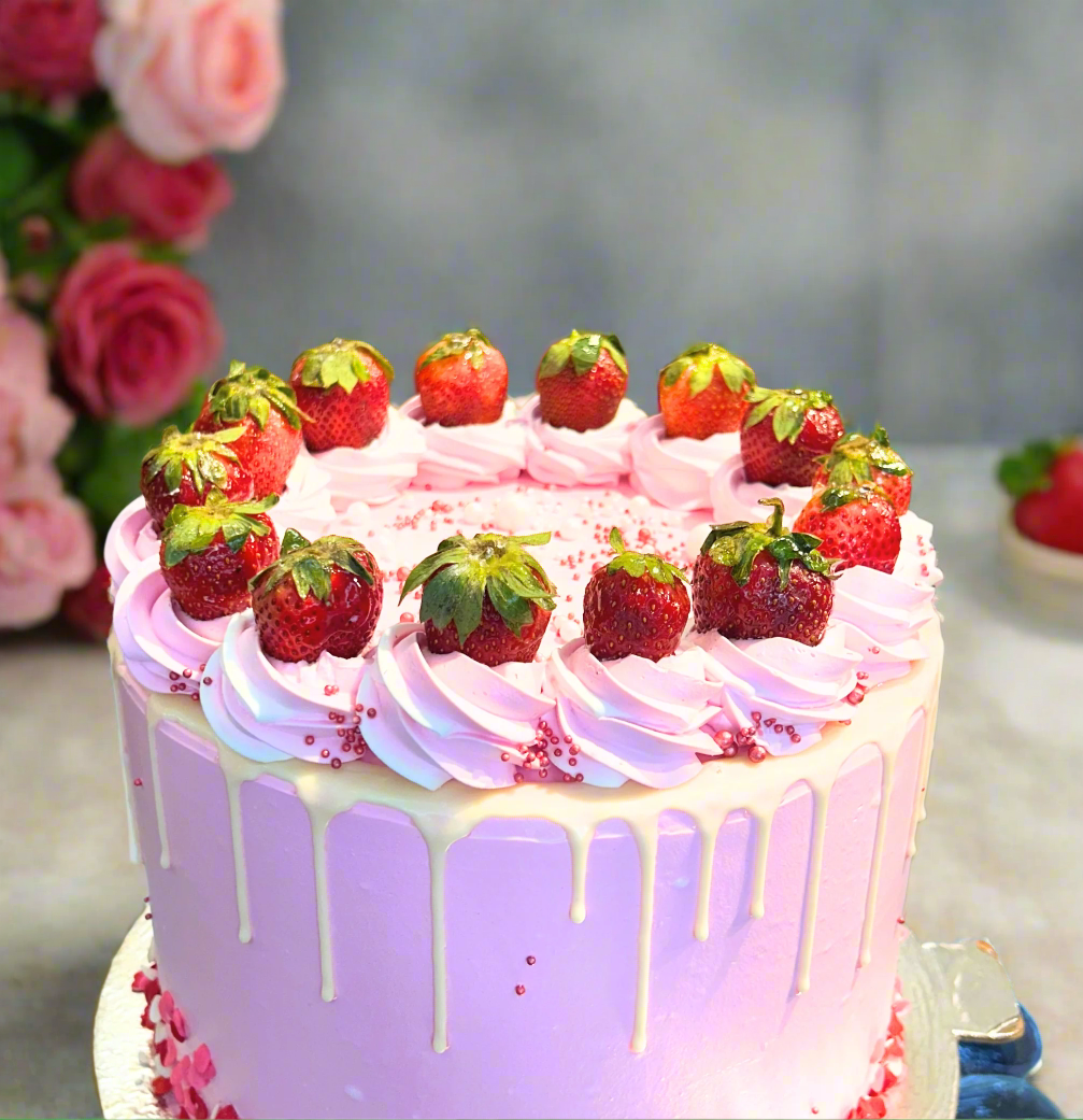 Strawberry Cream Vanilla Pink Elegant Cake | Doon Memories