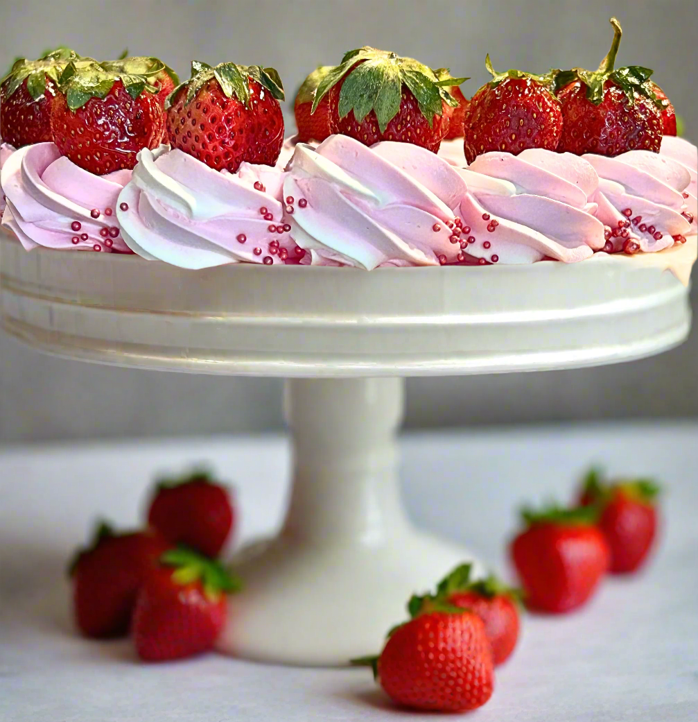 Strawberry Cream Vanilla Pink Elegant Cake | Doon Memories