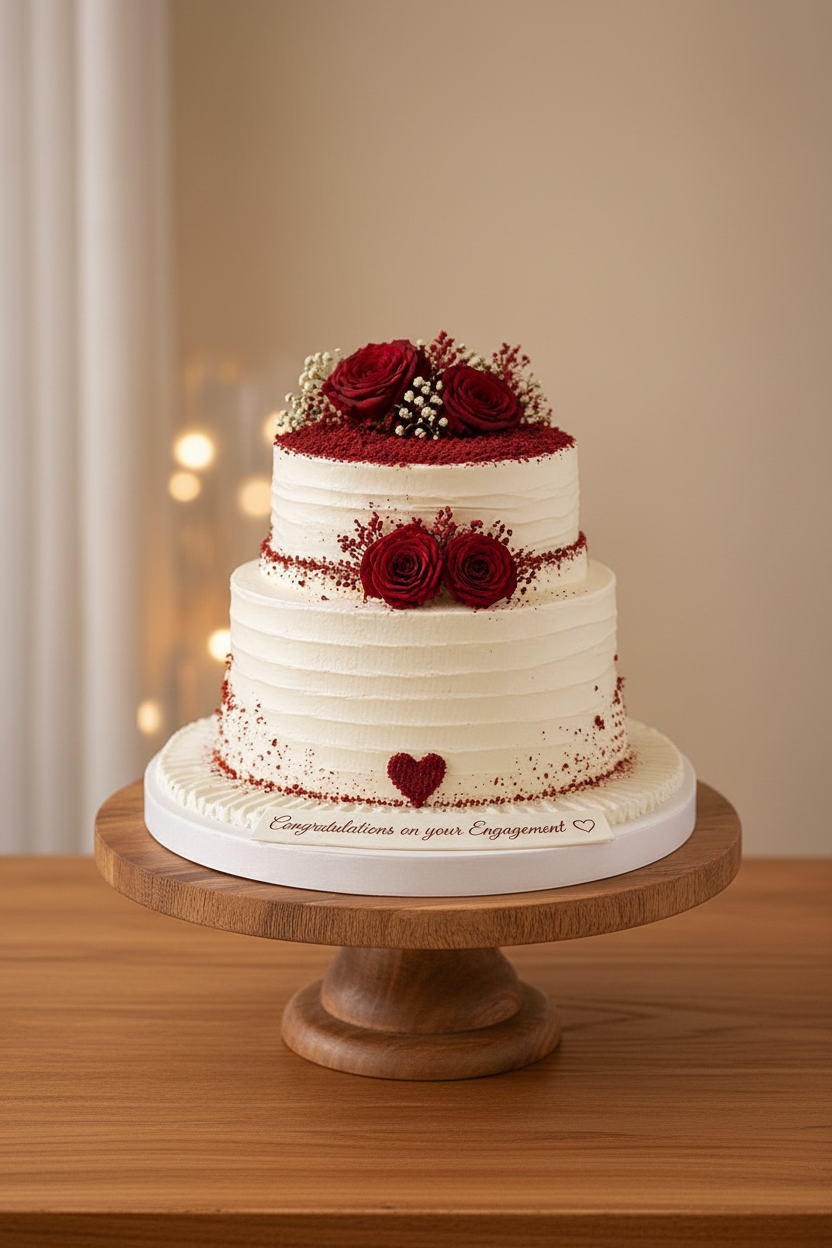 Red Velvet 2 Tier Engagement Cake