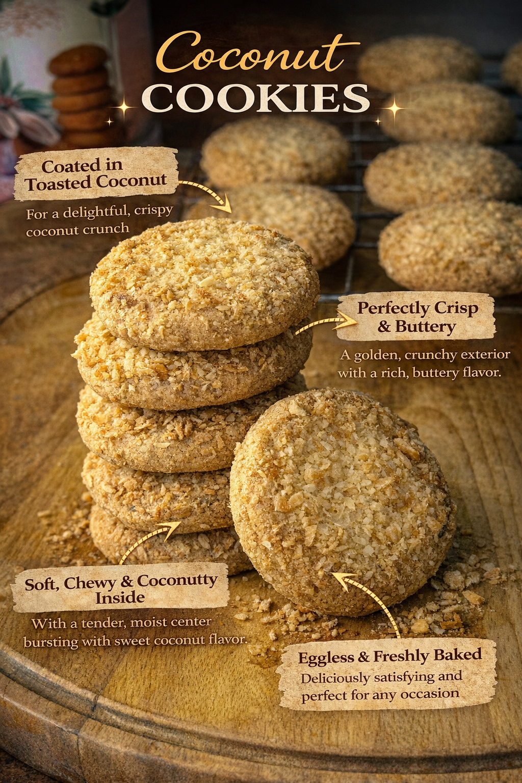 Premium Eggless Coconut Cookies: Tropical Delight in Every Bite