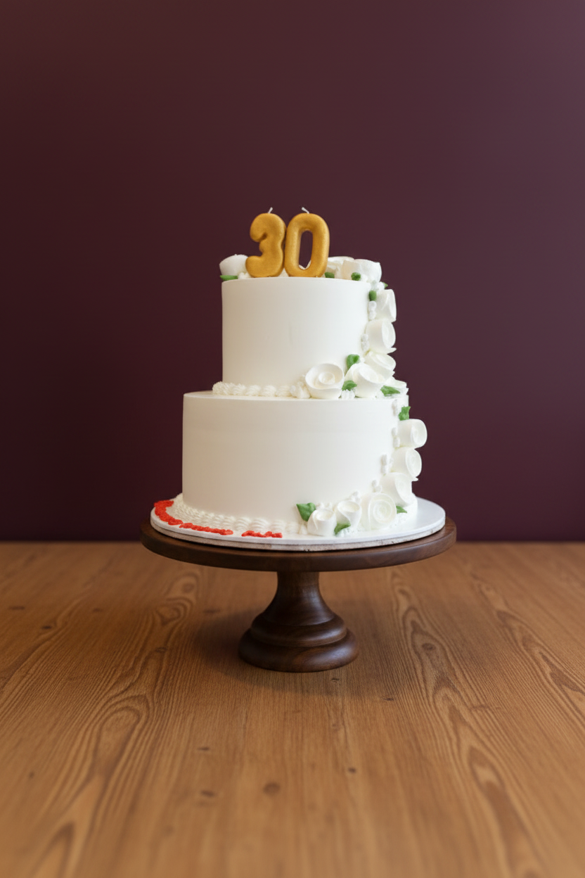 Elegant White Rose Celebration Cake