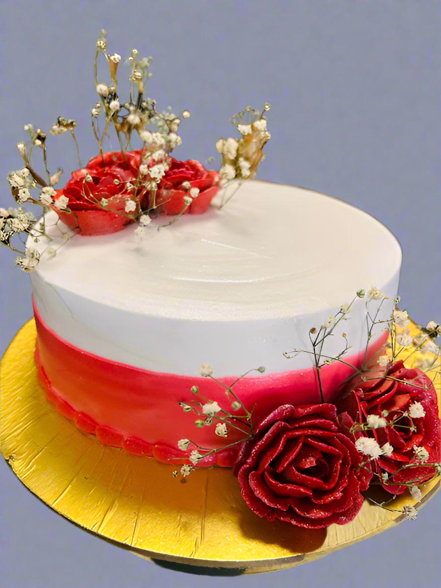 Red and White Floral Bento Cake | Doon Memories