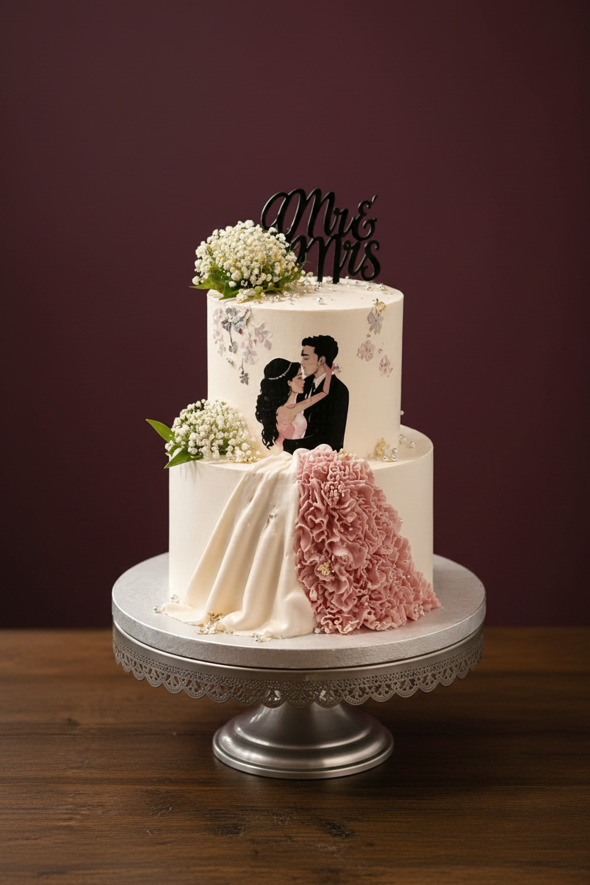 Mr & Mrs Engagement 2 Tier Cake