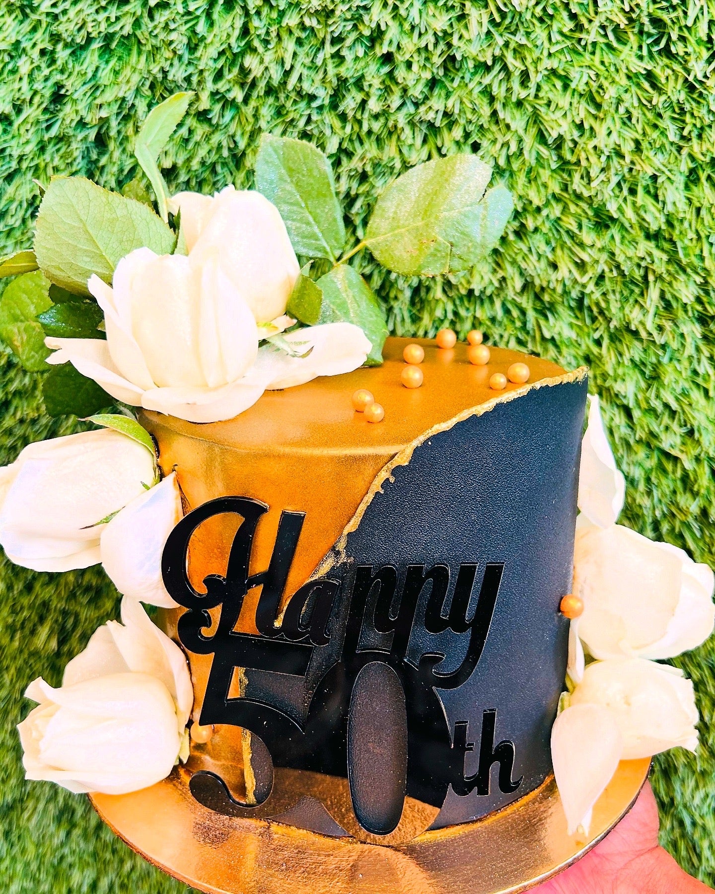 Golden Black Elegance – 50th Celebration Cake