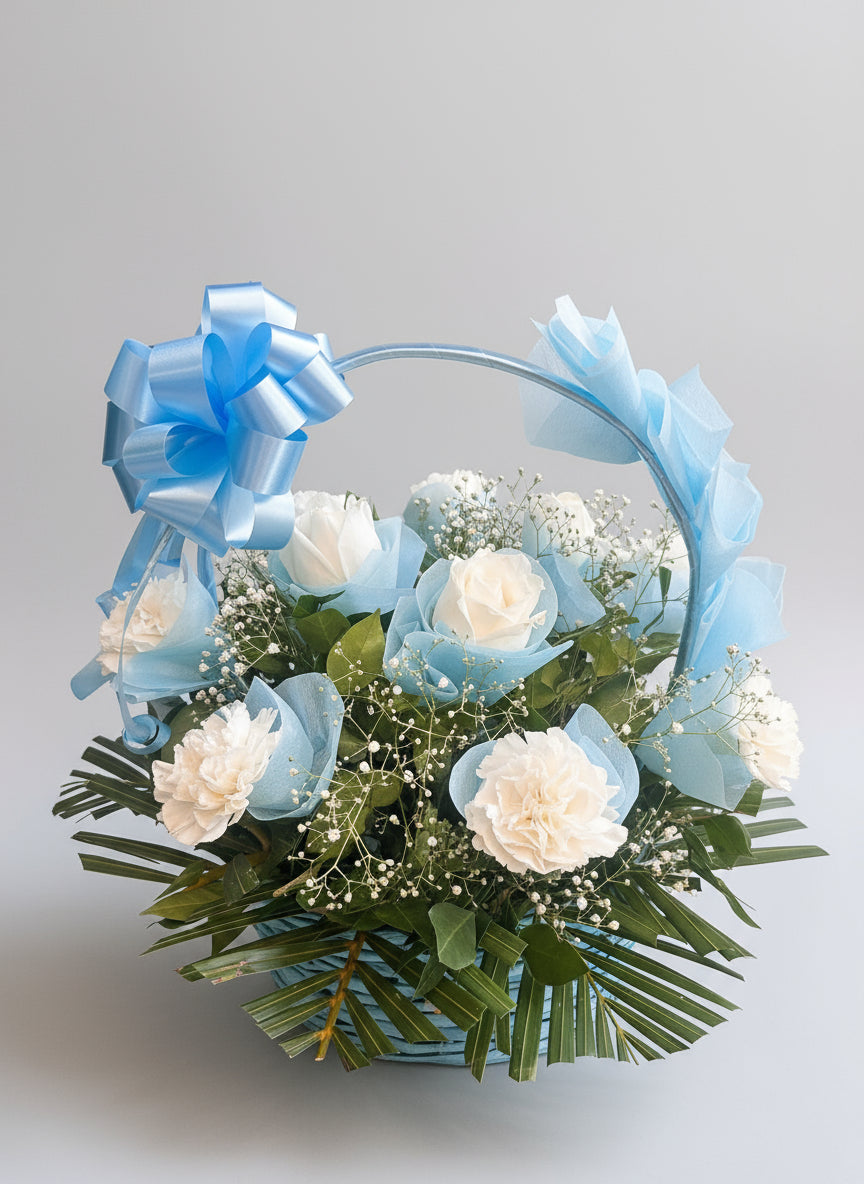 Blue Bliss Floral Basket | Doon Memories