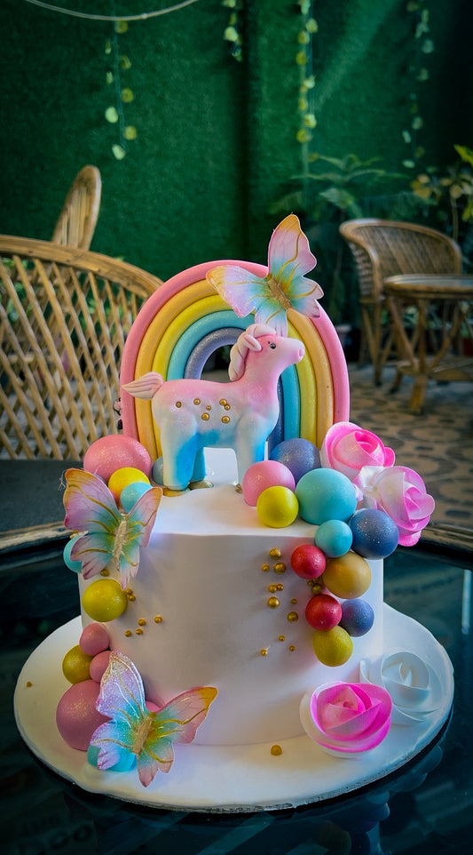 Whimsical Unicorn Rainbow Cake