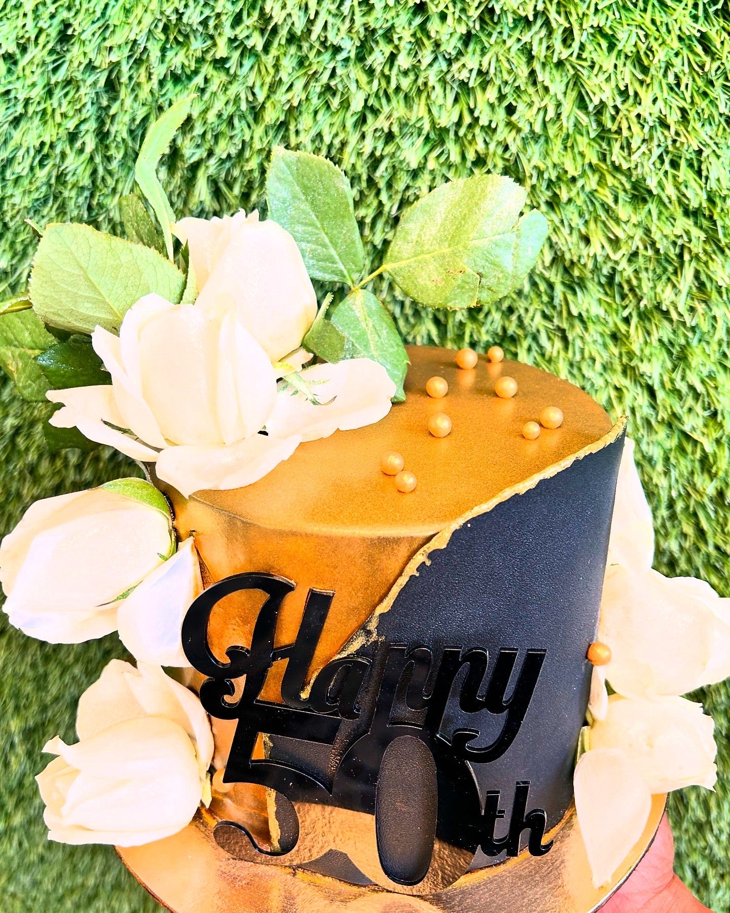 Golden Black Elegance – 50th Celebration Cake