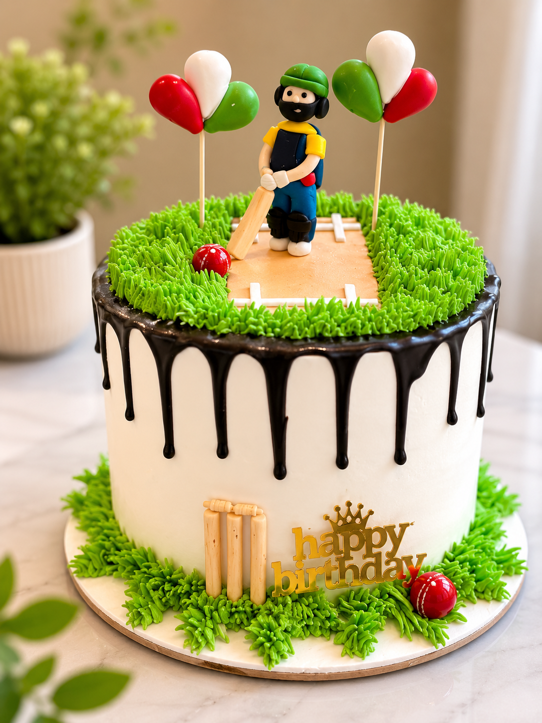 π Cricket Theme Birthday Cake