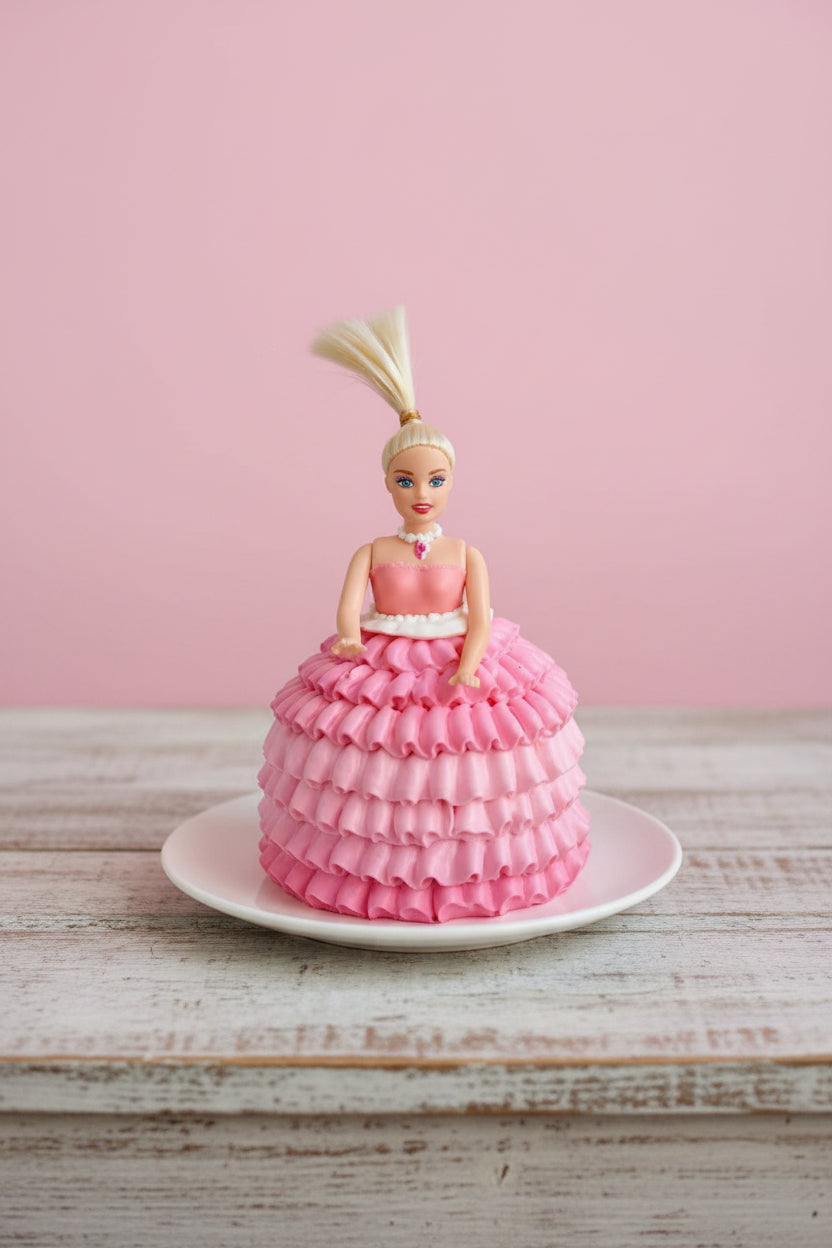 Pink Ruffle Doll Cake