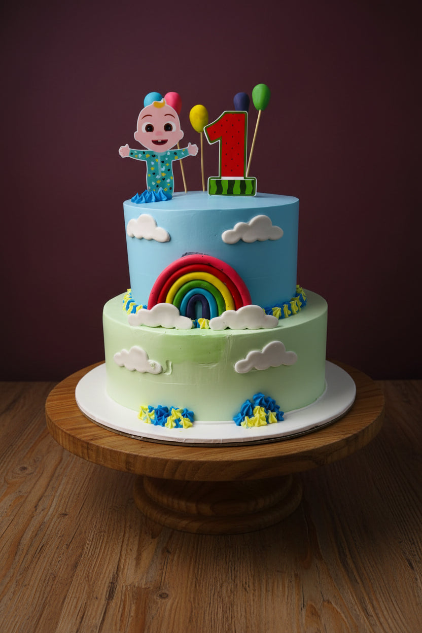 Delicious Rainbow Dreams 1st Birthday Cake | Doon Memories