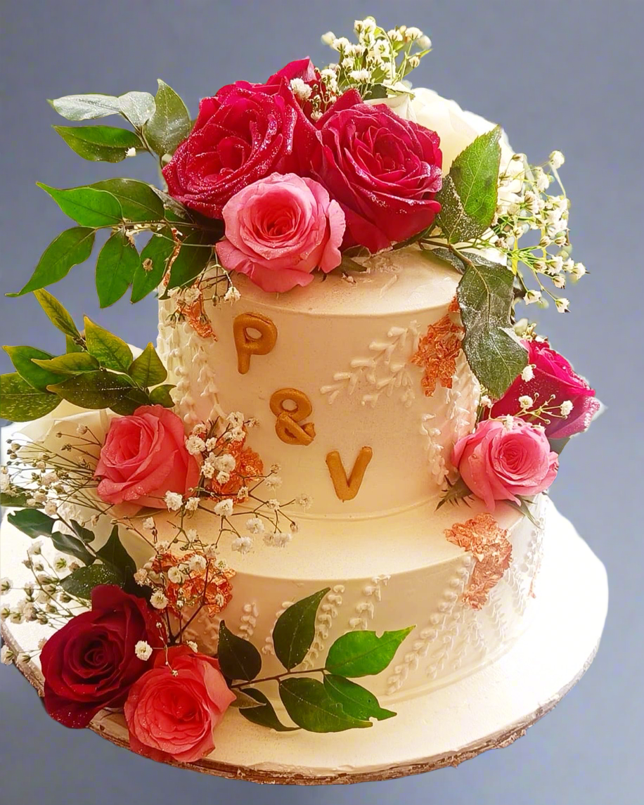 Floral Wedding Vanilla White Elegant Cake | Doon Memories