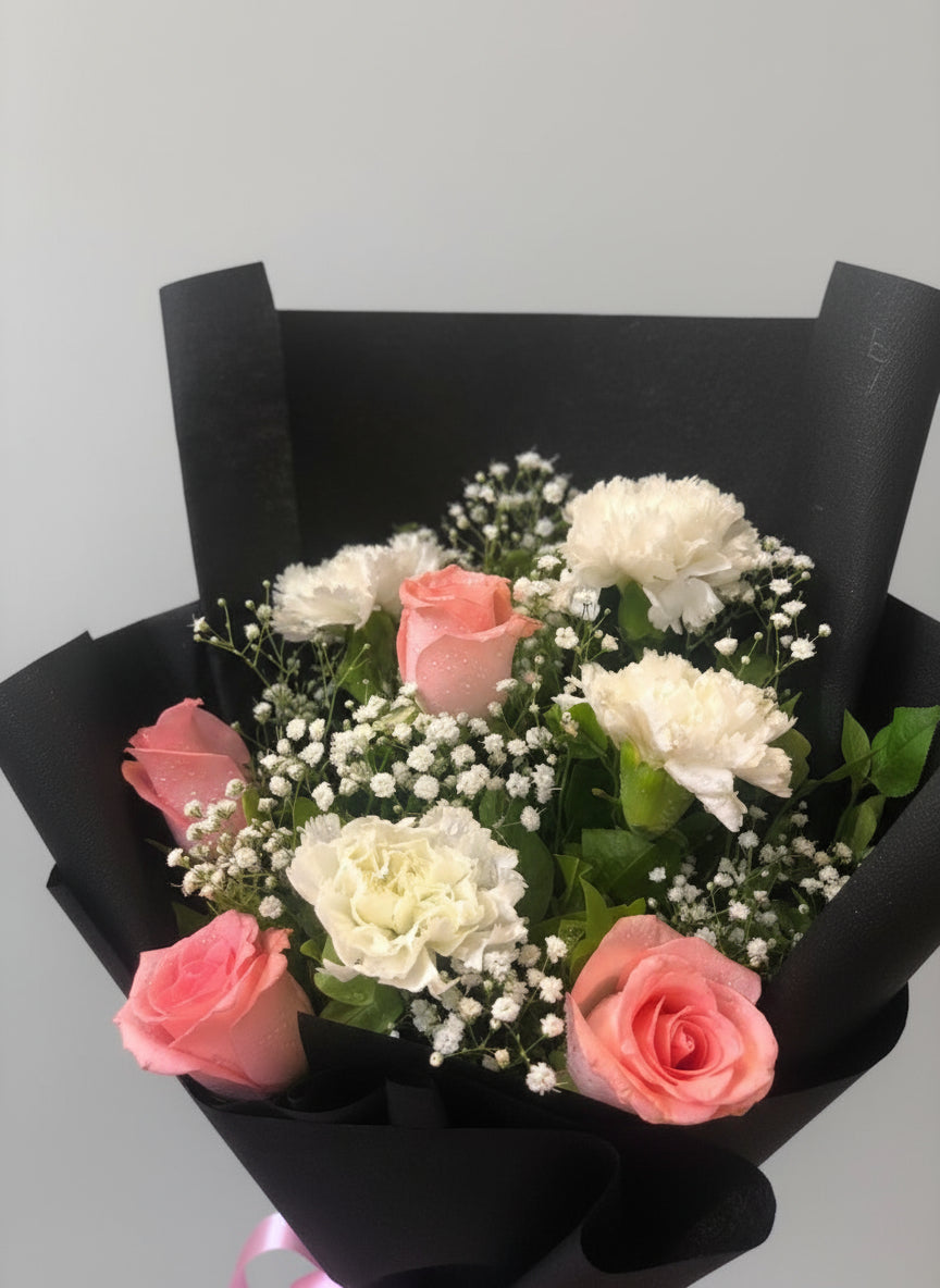 Buy Elegant Pink & White Bloom Bouquet Doon  Memories