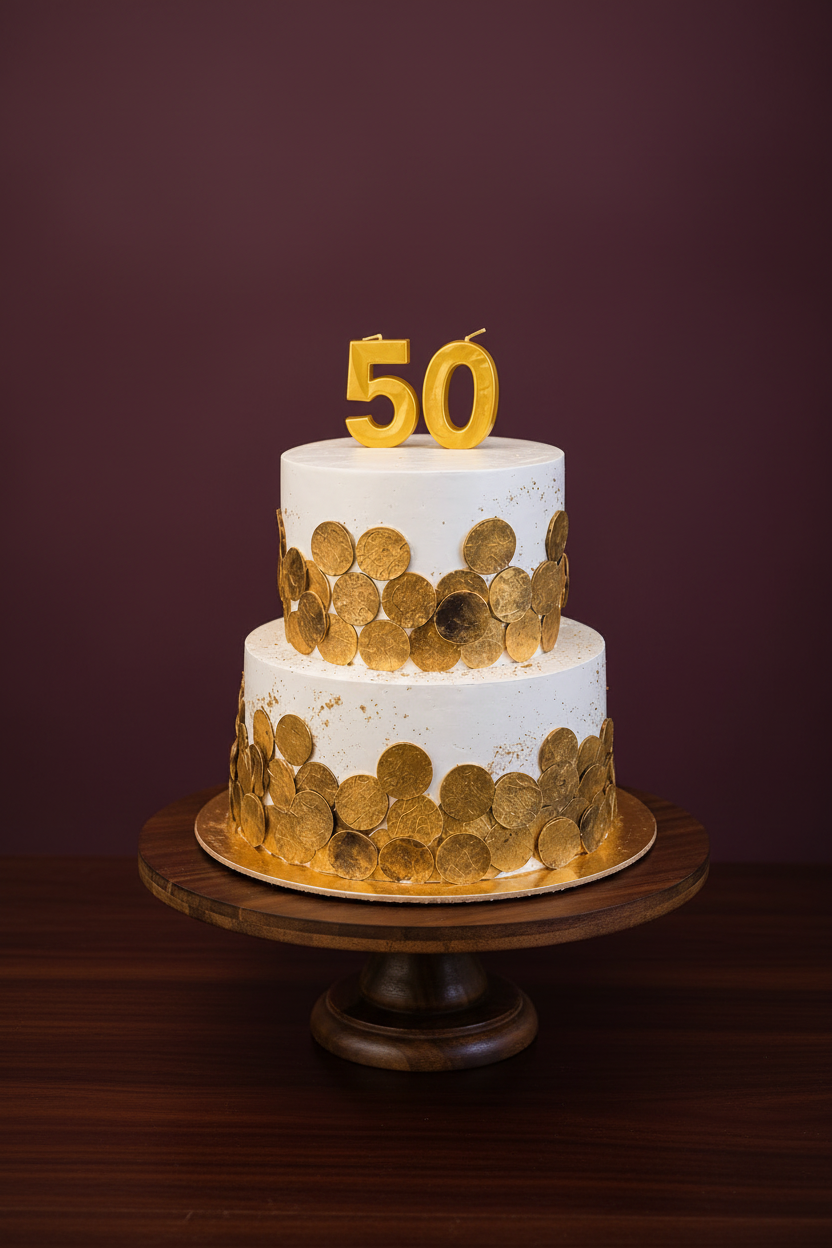 Golden 50th Celebration Cake