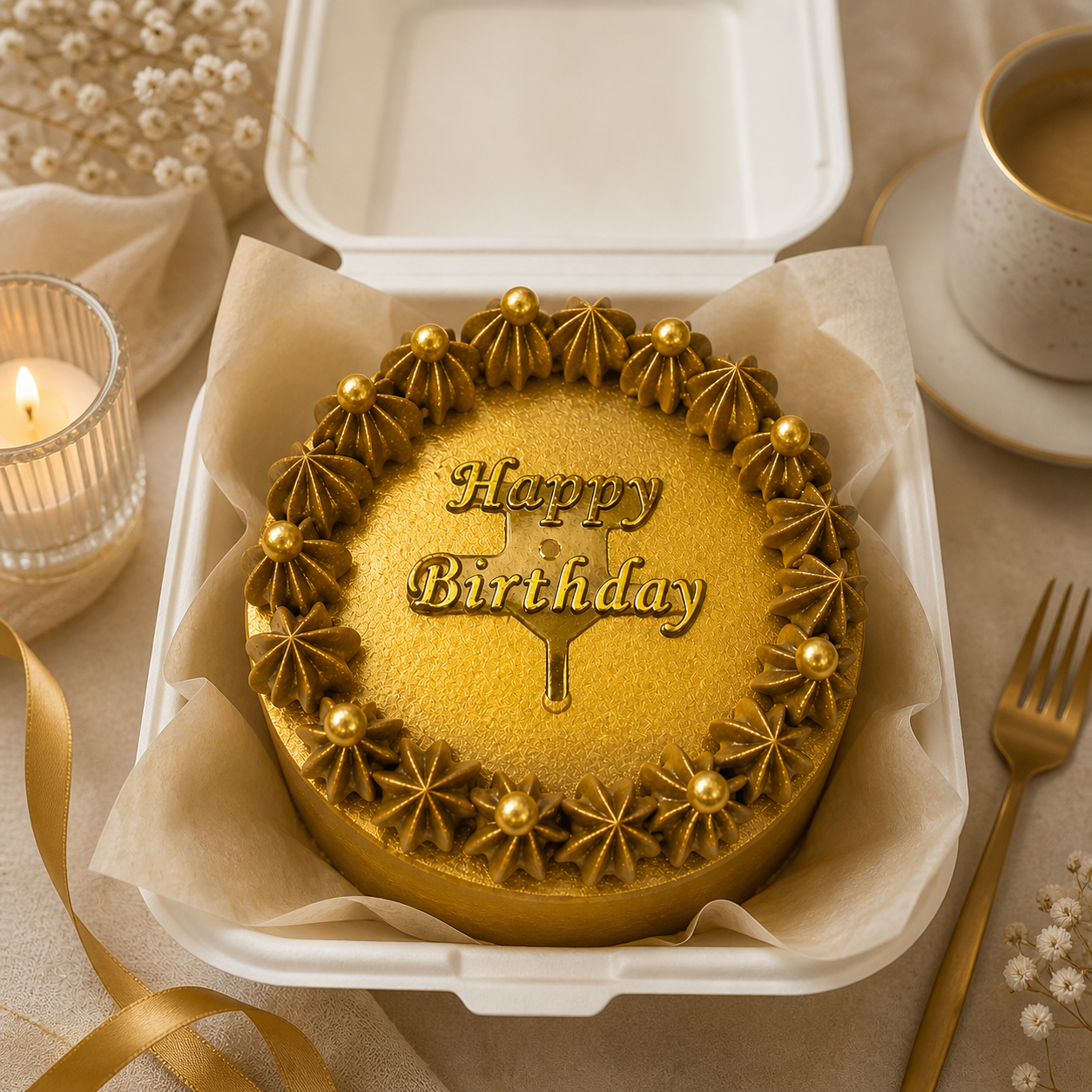 Golden Luxe Birthday Cake