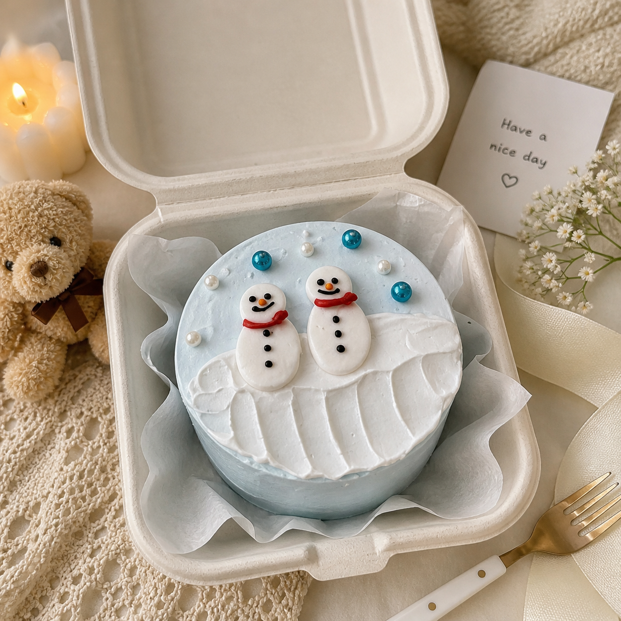 Snowman Bento Cake