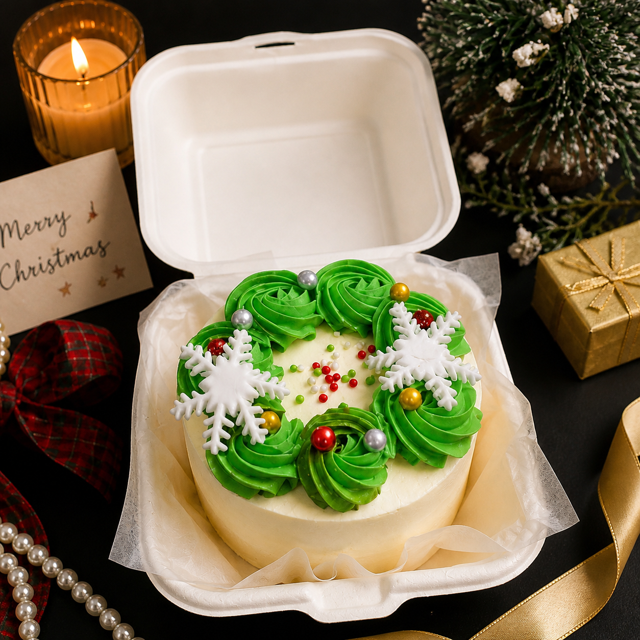 Christmas Wreath Bento Cake