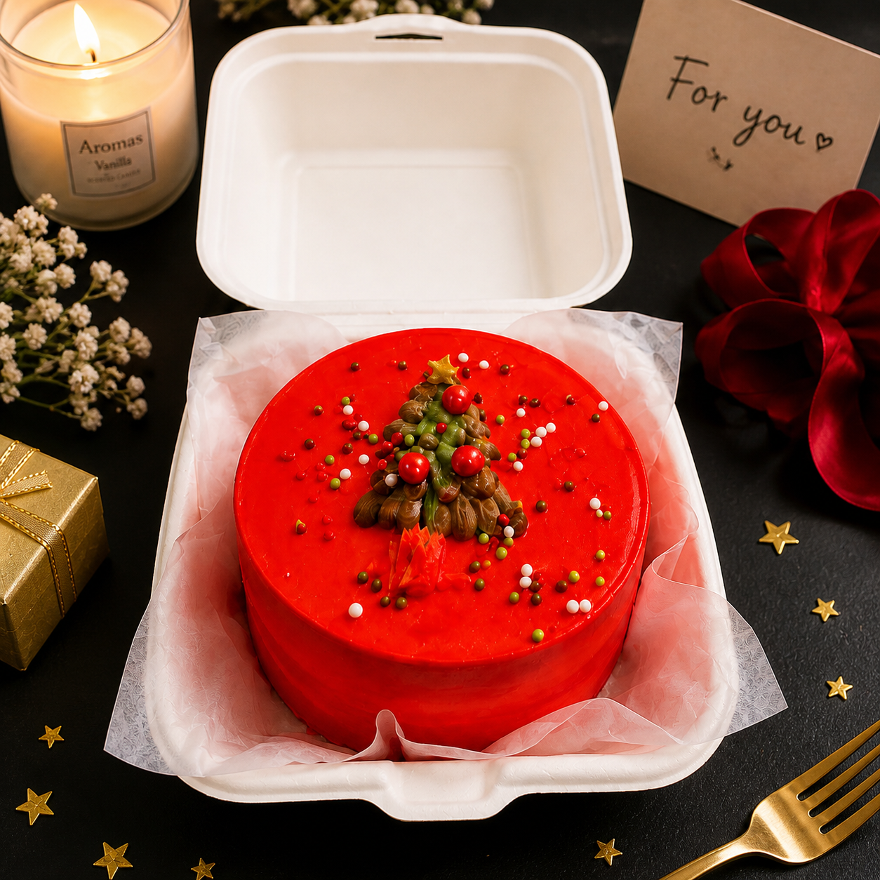 Festive Christmas Tree Bento Cake