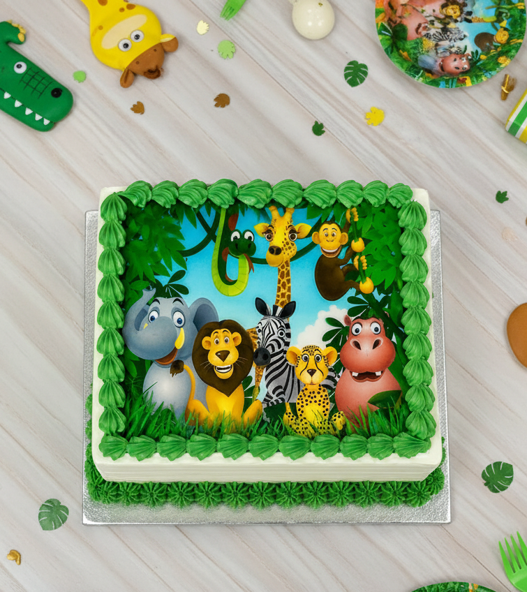 Jungle Theme Photo Cake