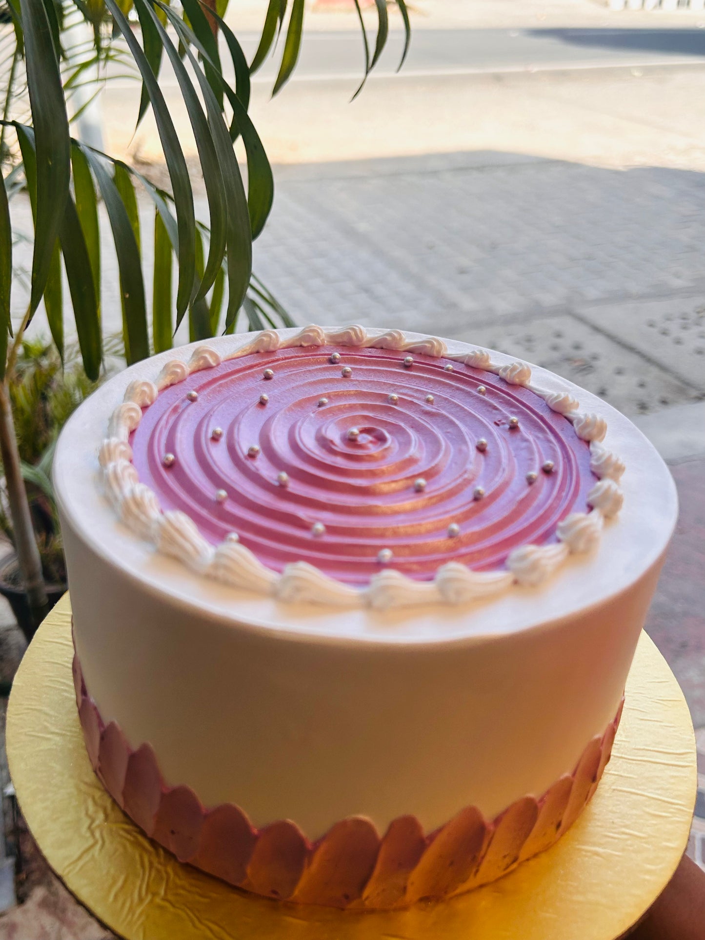 Elegant Pink Swirl Cake | Doon Memories