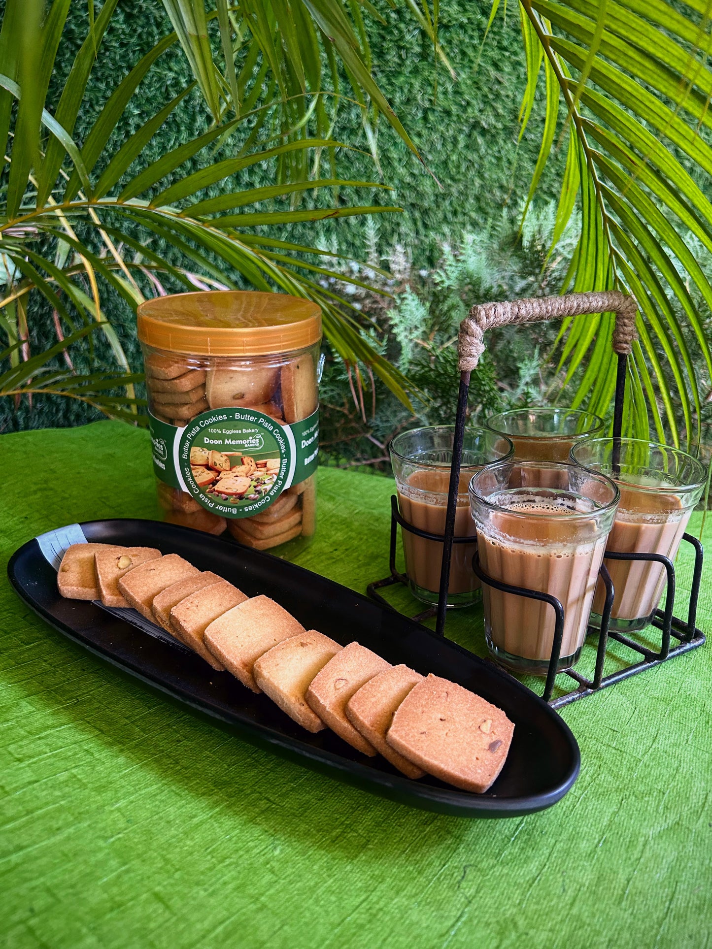 enjoy your tea with Eggless Pista Cookies