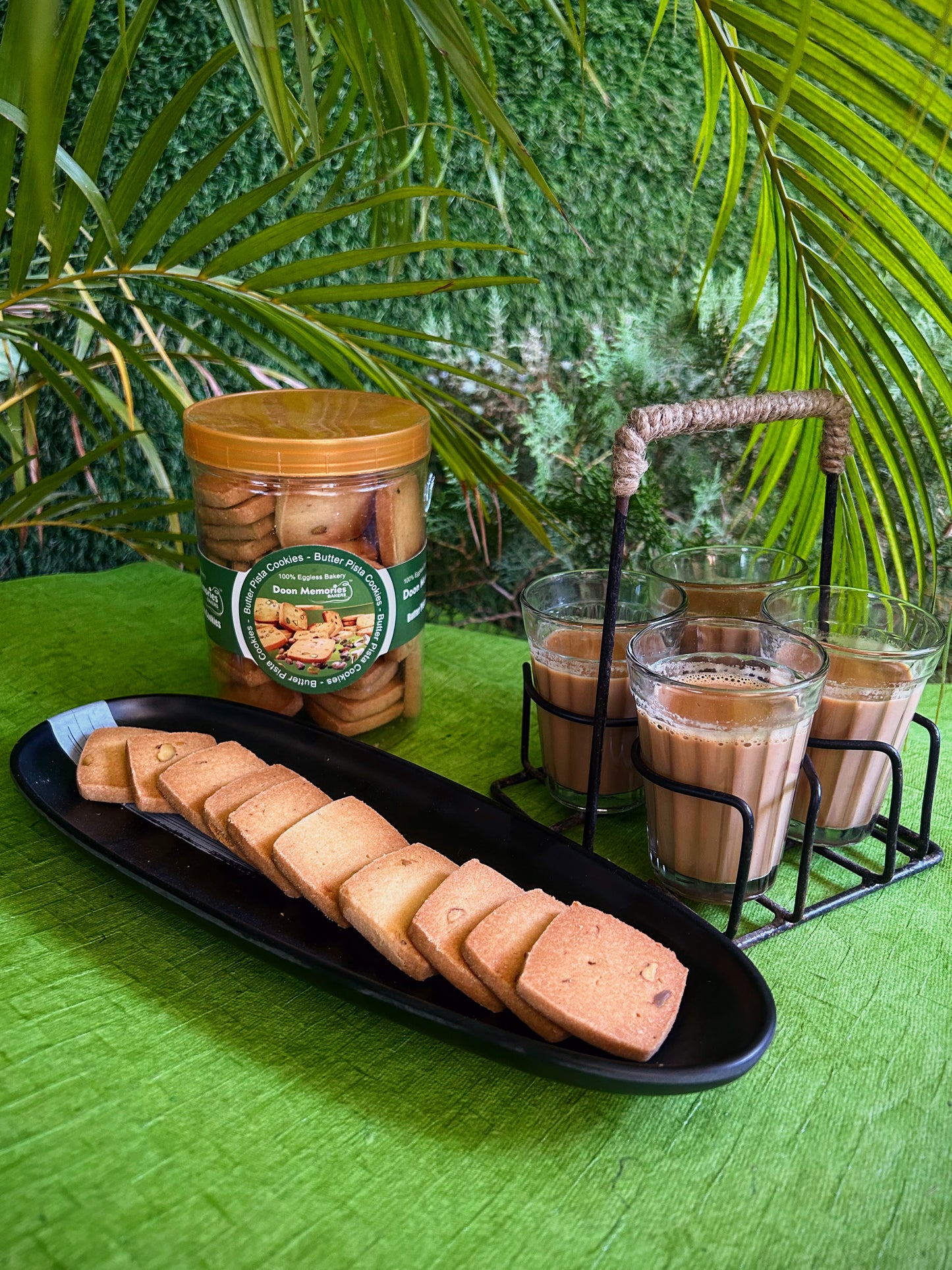  enjoy your tea with Eggless Pista Cookies