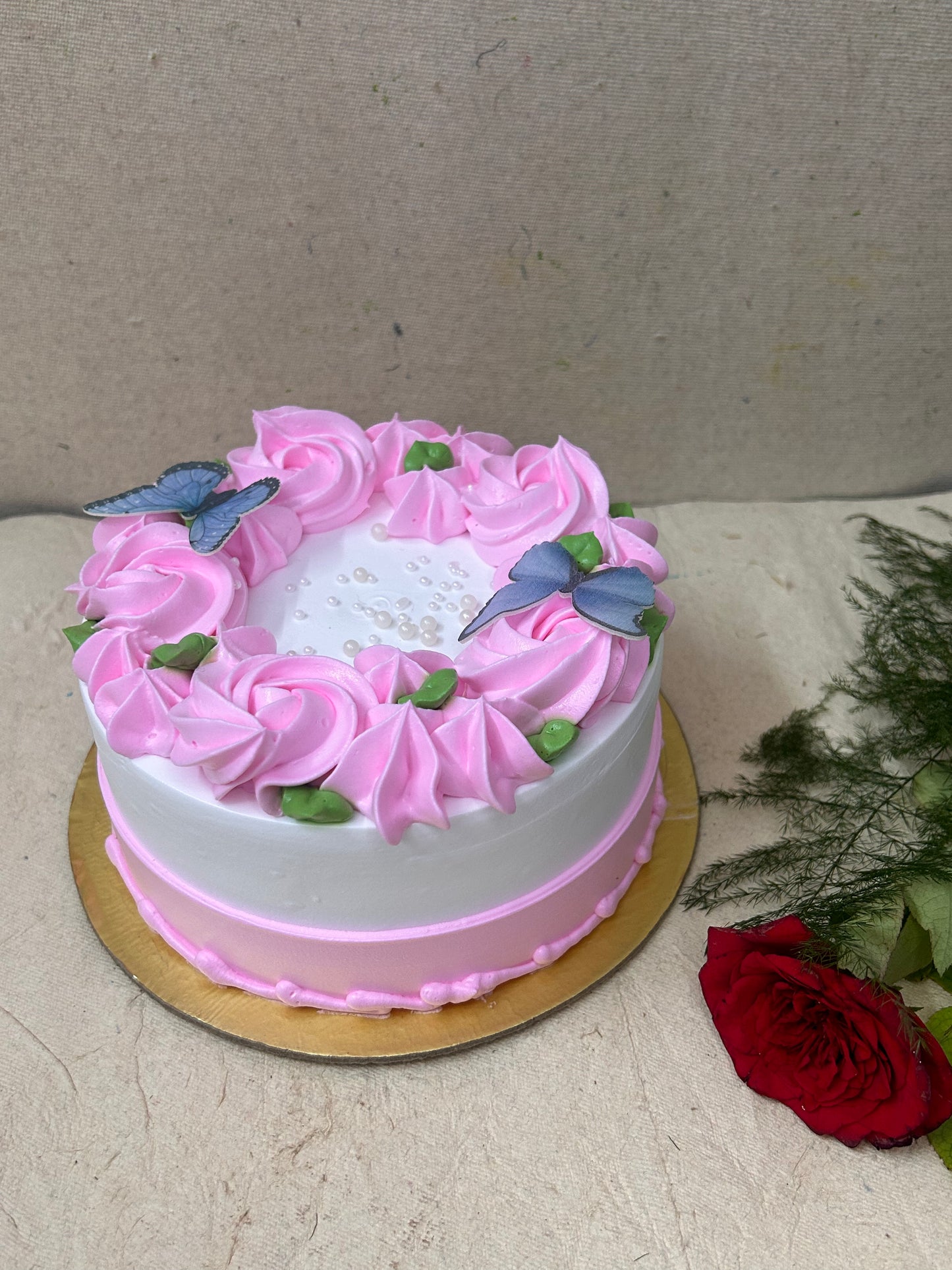 Butterfly Bloom Pink Vanilla Cake | Doon Memories