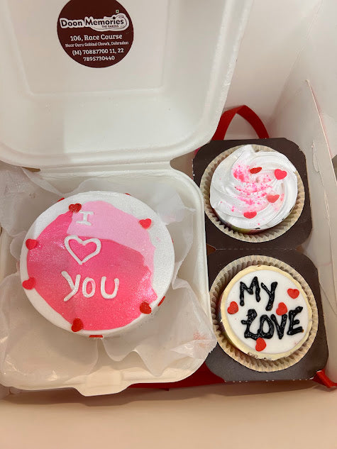 Valentine's Day-themed Mini Pink Vanilla Cake Combo | Doon Memories