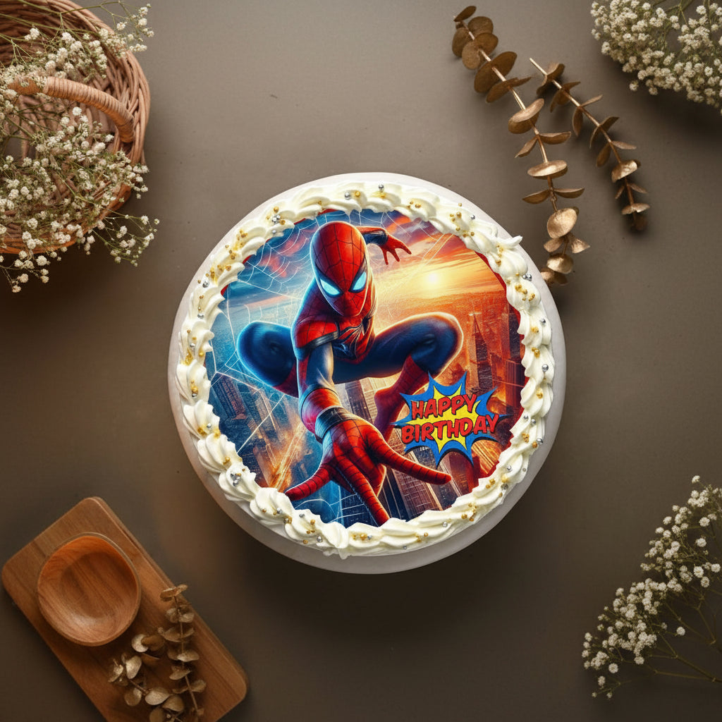 Spiderman-themed Vanilla Birthday Cake | Doon Memories