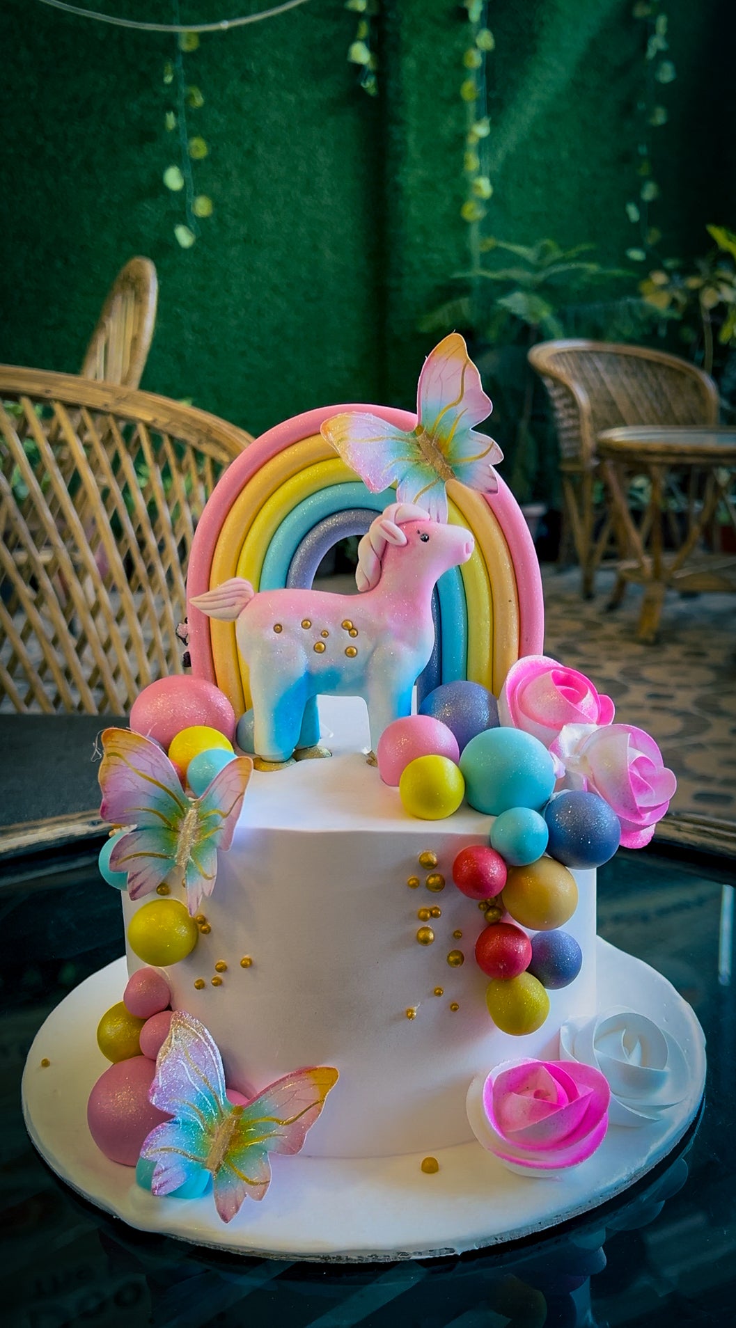Whimsical Unicorn Rainbow Cake