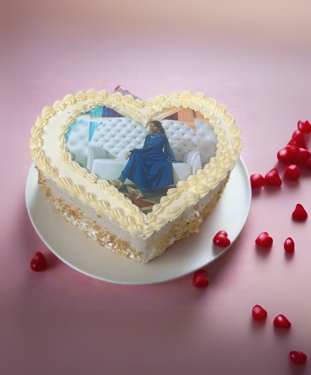 Heart Shape Photo Cake