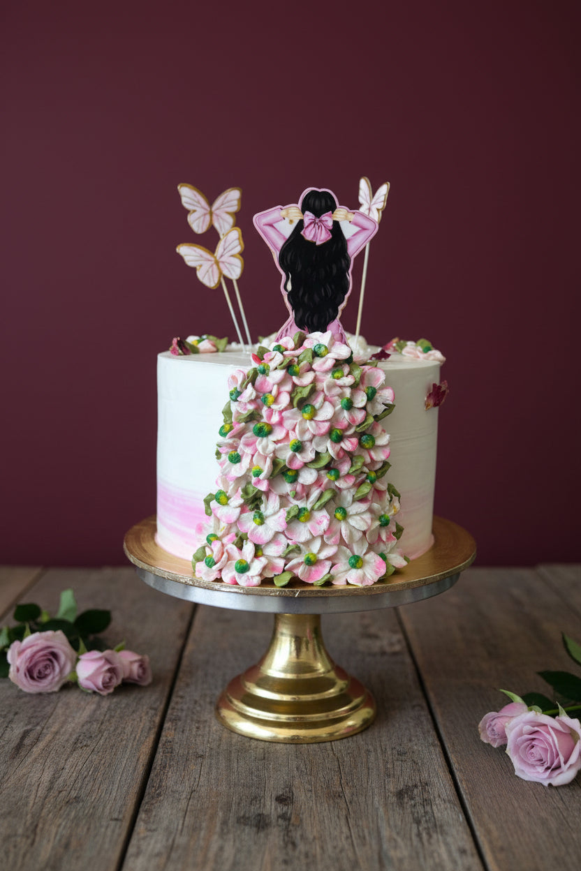 Floral Girl Strawberry Designer Cake | Doon Memories