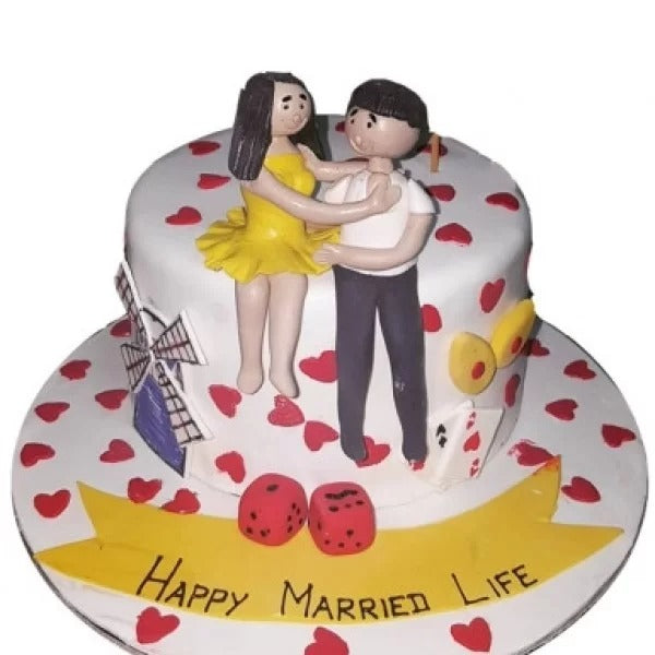 Happy Married Life Couple Cake | Doon Memories