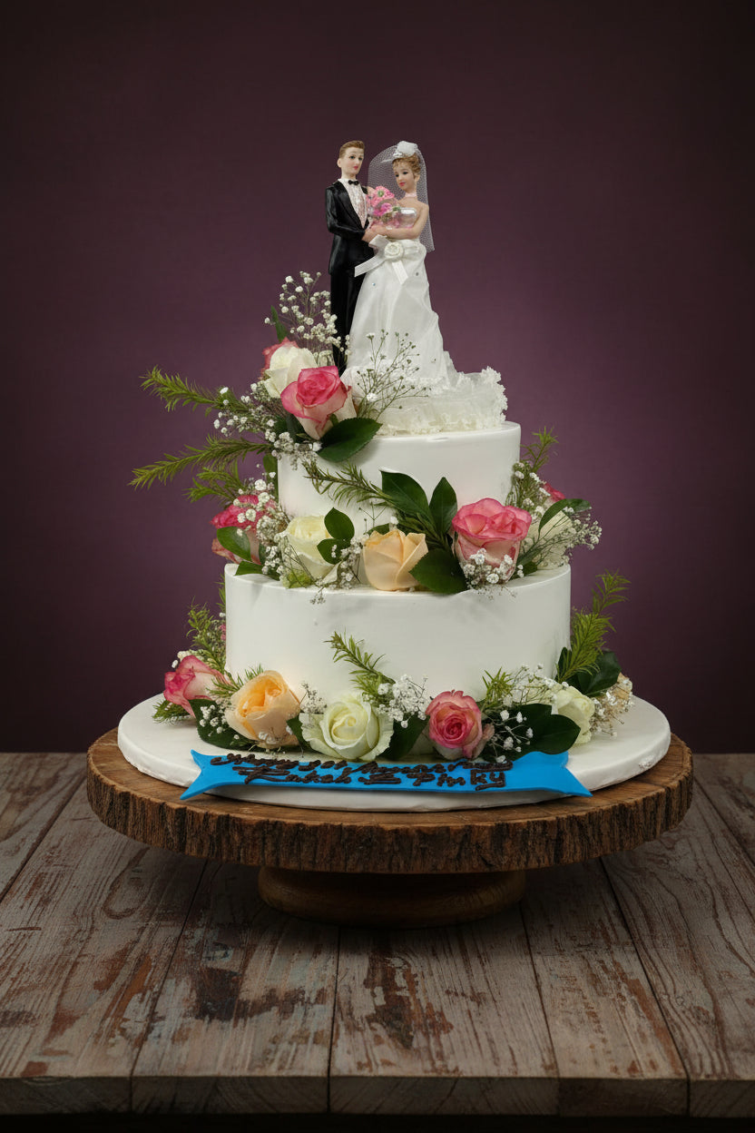 Floral Engagement Couple Cake | Doon Memories