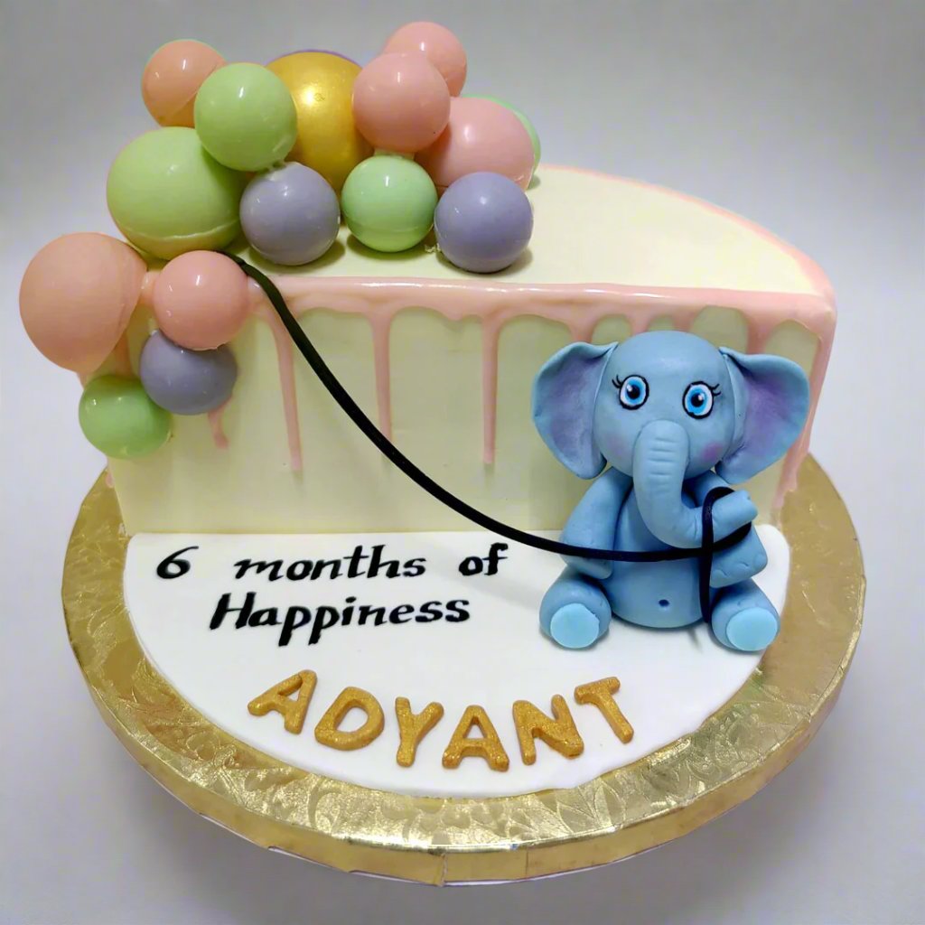 Half Birthday Cake with Elephant | Doon Memories
