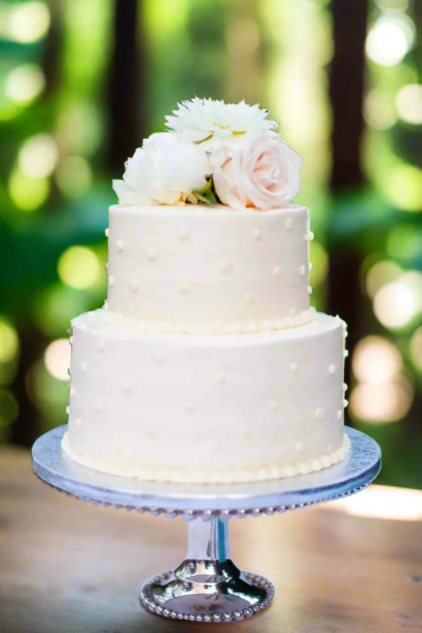 Two-Tier Polka Dot Buttercream Wedding Cake