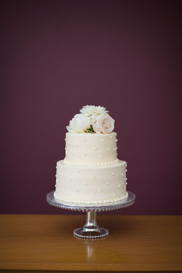 Two-Tier Polka Dot Buttercream Wedding Cake | Doon Memories