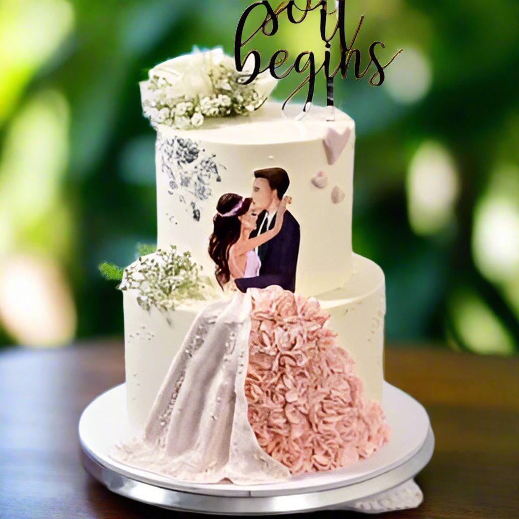 Mr & Mrs Engagement 2 Tier Cake | Doon Memories