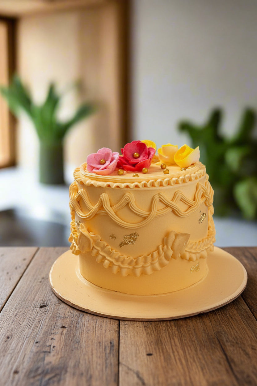 Elegant Classic Vanilla Fruit Garnish Cake | Doon Memories