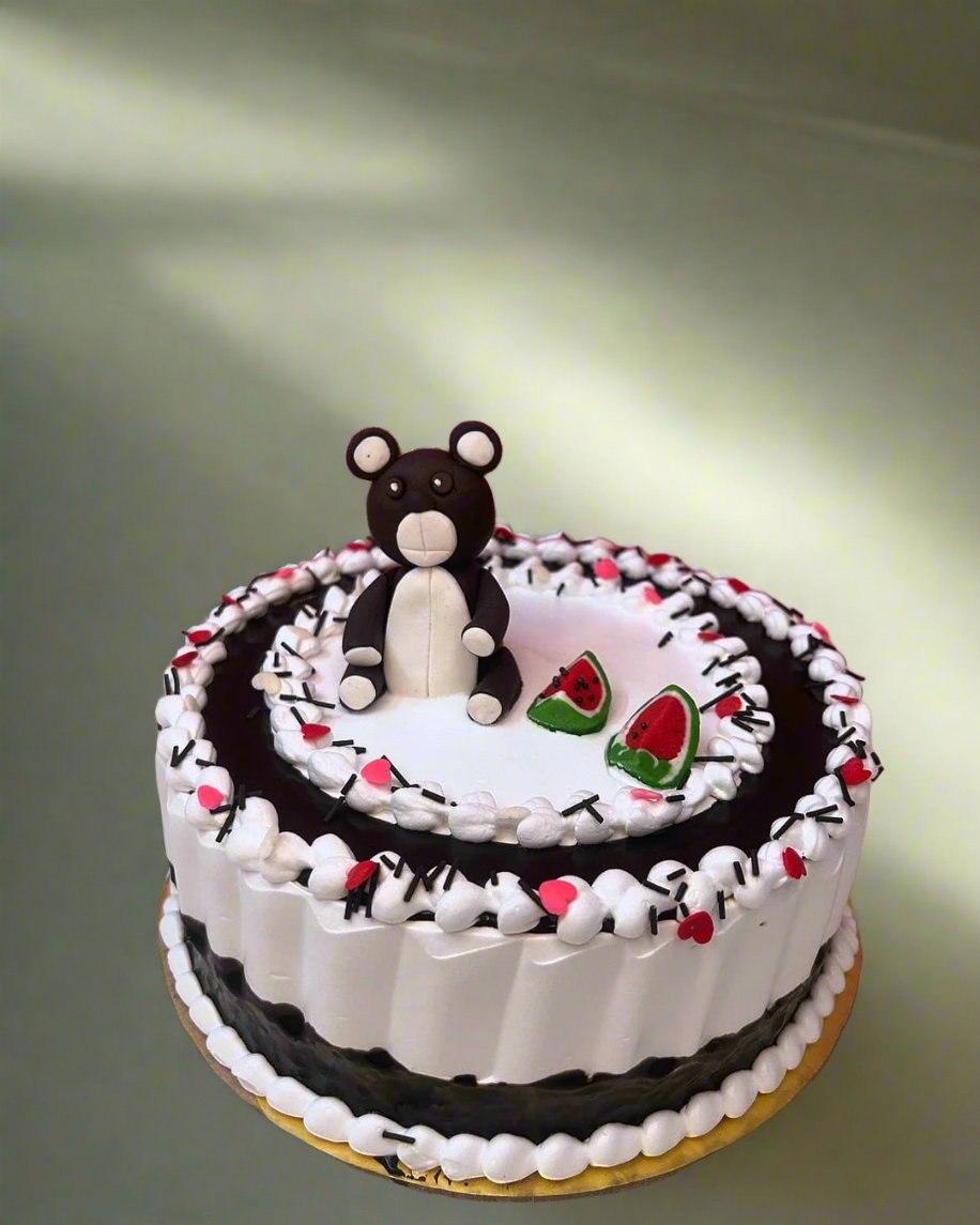Tiered Fondant Vanilla Blue & White Teddy Bear Train-Themed Cake | Doon Memories