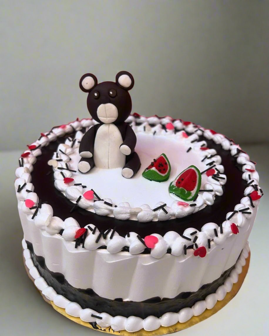 Tiered Fondant Vanilla Blue & White Teddy Bear Train-Themed Cake | Doon Memories